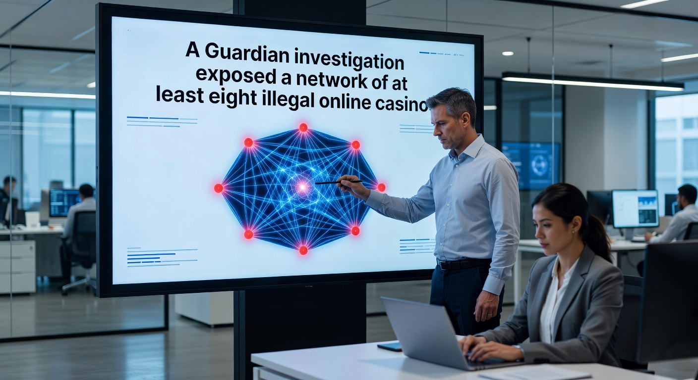Graphic showing UK Gambling Commission logo alongside warning icons for addiction, fraud, and unlicensed sites, with AI chatbot bubbles in the background