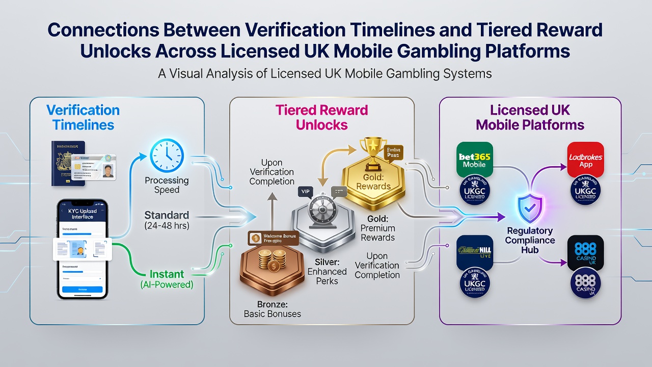 Mobile gambling app interface showing verification status and tier progression indicators