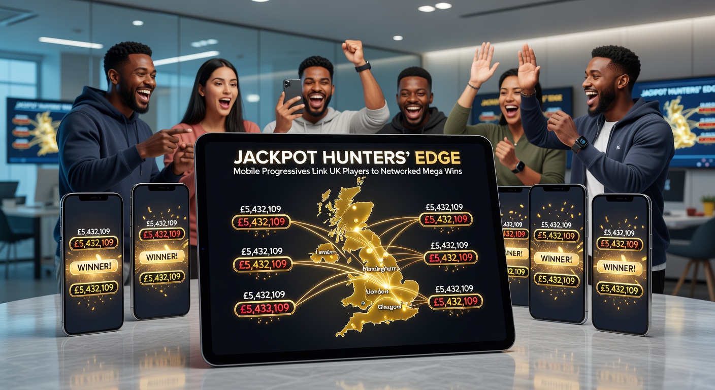 Explosive jackpot celebration graphic on a mobile device, with coins bursting from reels and a massive networked prize counter highlighted, capturing the thrill of UK mega wins