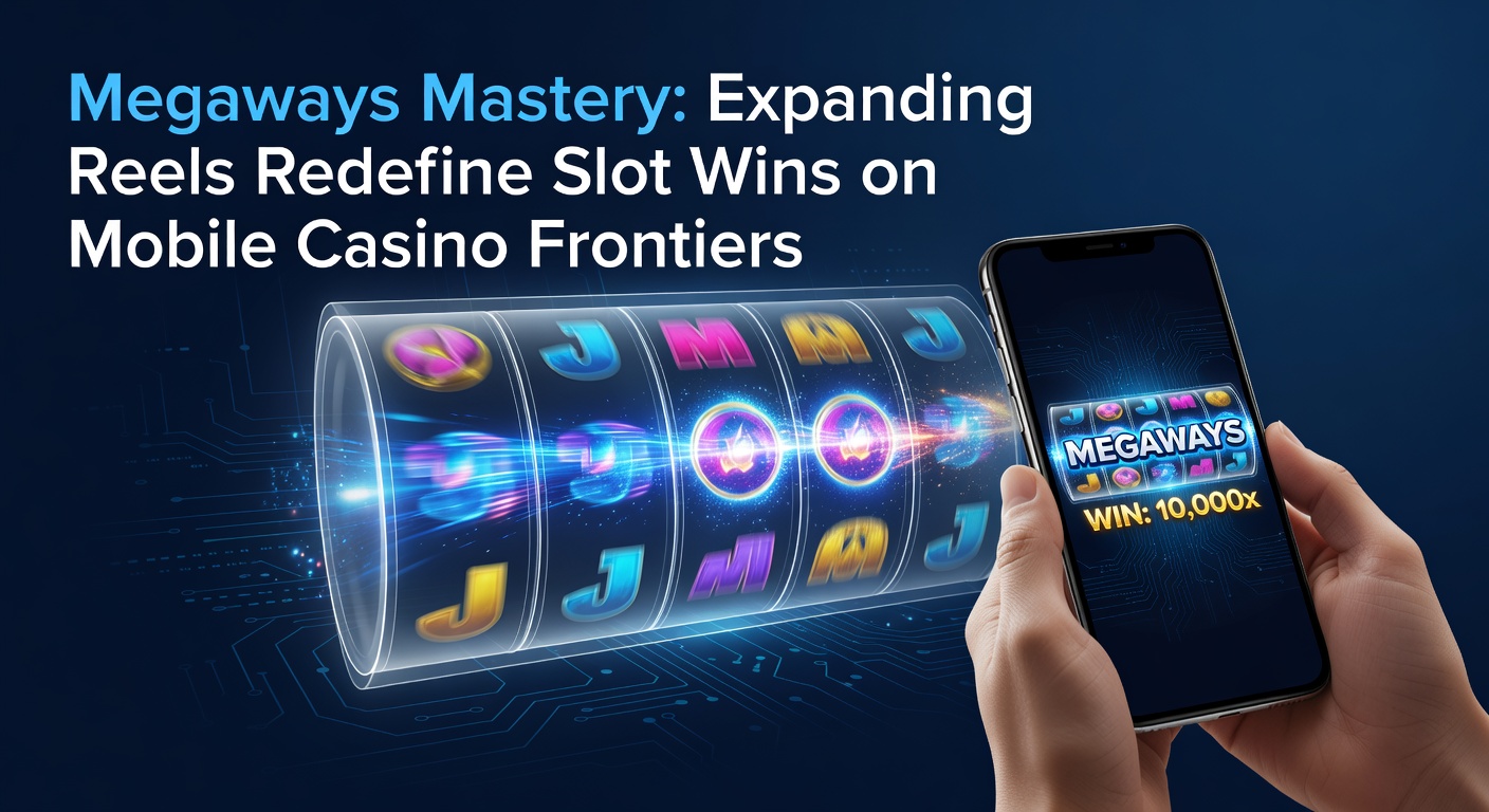 Dynamic Megaways slot reels expanding across a mobile screen, showcasing cascading symbols and multiplier trails in a vibrant casino interface