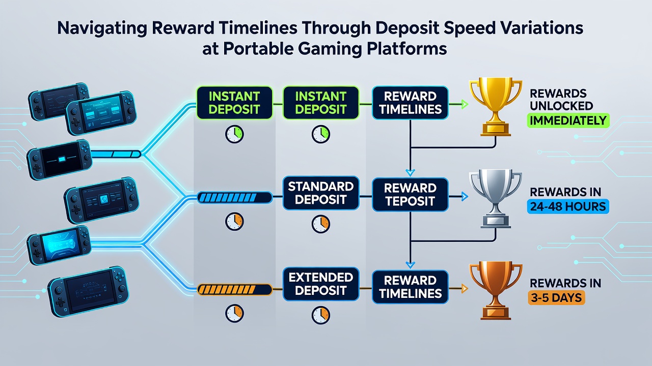 Mobile gaming interface showing deposit options and reward timelines